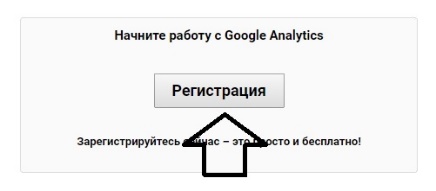 Кнопка «Регистрация» для перехода к созданию аккаунта Google Analytics